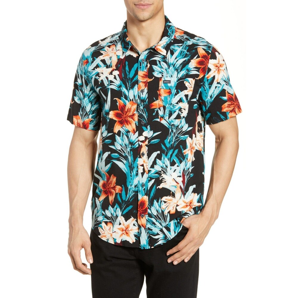 RVCA Montague Floral Shirt Men’s XXL Short Sleeve Button Up Casual Surf Skate